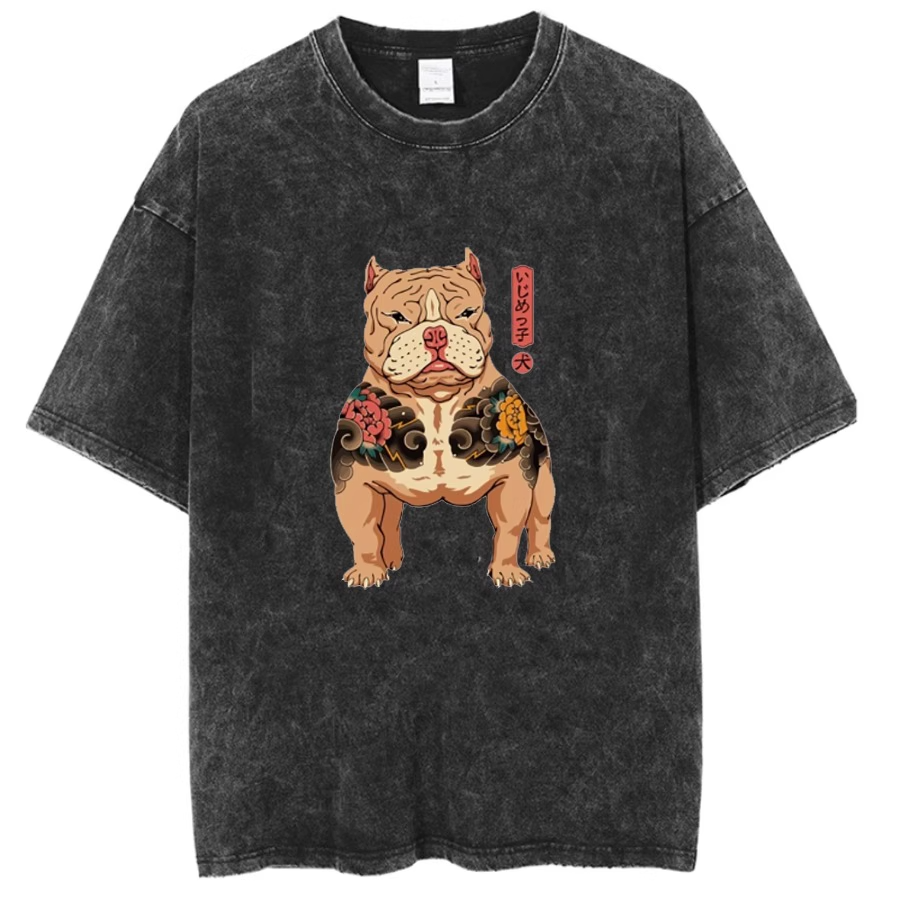 橘猫兔子狗黑猫咪老虎呆萌可爱日系纯棉百搭T恤男女情侣浮世绘潮