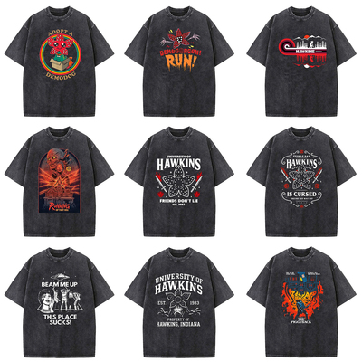 Stranger Things t-shirt复古水洗涤款T恤衫美剧怪奇物语短袖衣服