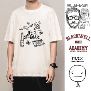 纯棉奇异人生T恤男女短袖蝴蝶学生游戏印花周边体恤衫情侣衣服潮