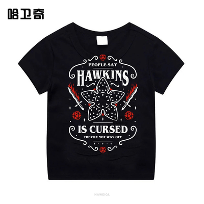 Demogorgon Hawkins美剧怪奇物语儿童短袖圆领男孩上衣中大童T恤