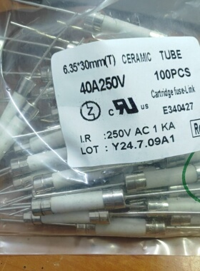 6*30mm陶瓷保险丝管T40A/250V 熔断器250VAC 带引线