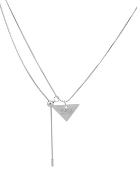 原创ins潮抽拉三角标项链女小众设计感百搭毛衣链卫衣链配饰