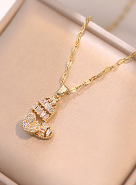 项链女 韩版爱心旋转项链小众设计网红饰品爱心双层可转动锁骨链