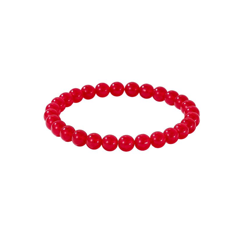 手链女 日韩风复古6mm水晶串珠手链天然石条纹红玉玛瑙弹力手串