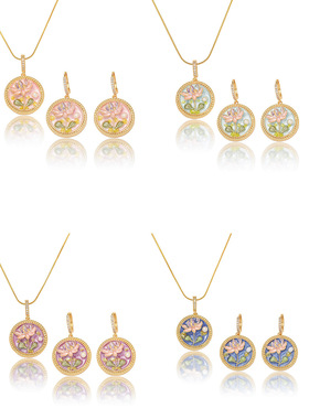 项链女 法式天然淡水珍珠滴釉复古风耳环套装森系项链跨境锁骨链