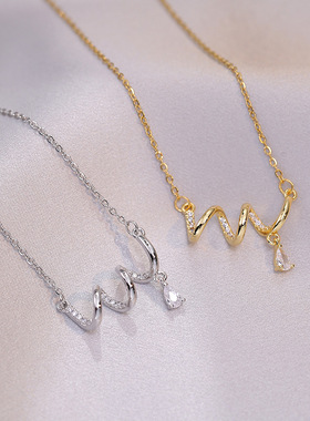 项链女螺旋波浪新款小红薯时尚小众设计感简约网红气质吊坠锁骨链