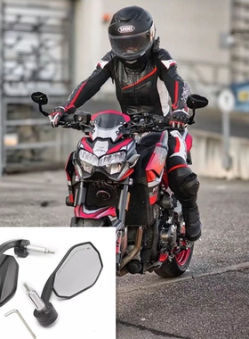 适用于川崎Z1000 Z900 Z400改装车把后视镜 ER6N手把大视野反光镜