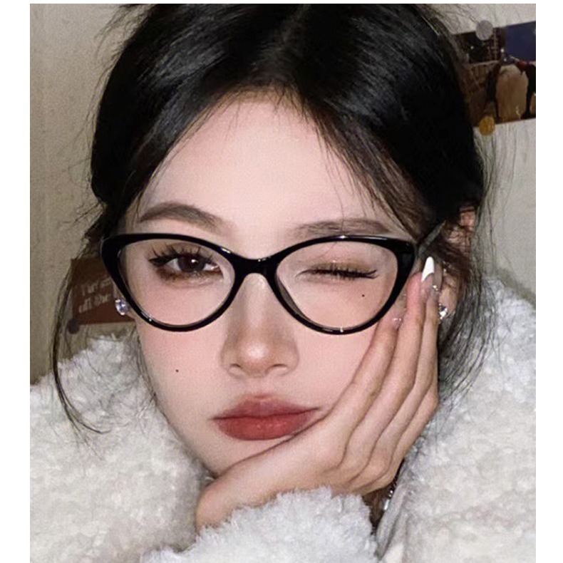 复古猫眼眼镜女黑框欧美猫眼防蓝光框架眼镜高级感可配镜