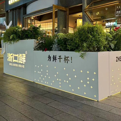 户外发亮光花箱店铺门口广告花箱