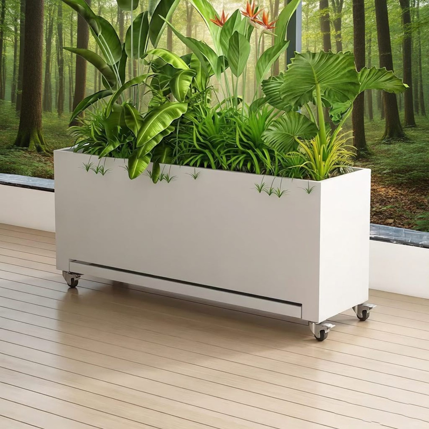 移动花箱带接水盘种植箱户外公园庭院露台客厅造景镀锌板花坛定制,商业/办公家具,花坛/花箱,淘宝优惠券,粉丝福利购,淘宝优惠卷