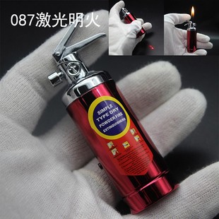 YM087灭火器模型打火机 明火充气激光灯打火机 创意消防器材造型