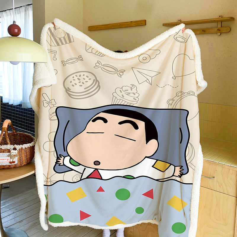 卡通新款蜡笔小新学生宿舍毛毯办公室盖毯家居披肩加厚四季通用毯