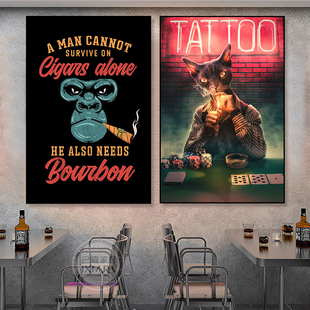 雪茄房装饰画酒吧动物棋牌室会所挂画餐厅清吧KTV包厢烧烤店壁画