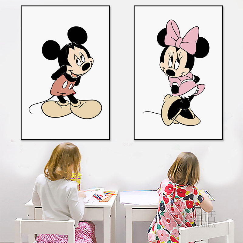 米奇装饰画米妮米老鼠迪尼儿童房挂画书房幼儿园卡通游乐园壁画