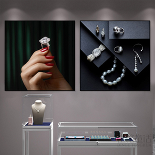 珠宝店装饰画轻奢首饰店商场专柜钻戒挂画戒指项链耳环工作室壁画