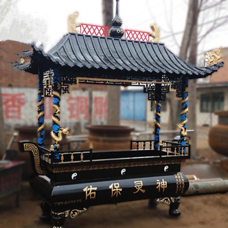 大型露天香炉四龙柱长方形铸铁香香薰炉