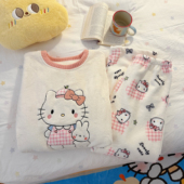 加绒加厚珊瑚绒长袖 HELLOKITTY卡通睡衣女款 春秋冬季 法兰绒家居服