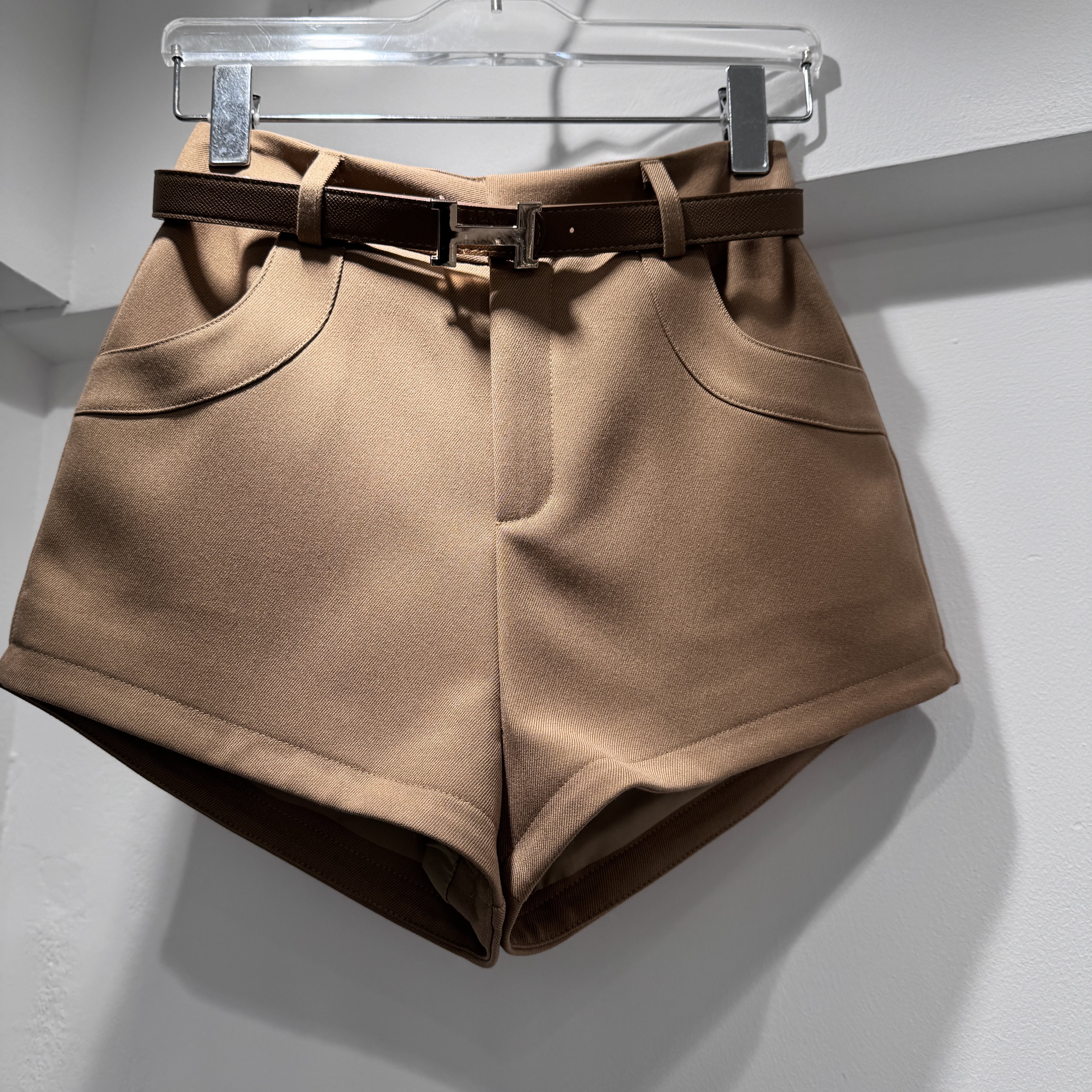 秋冬新款短裤女高腰修身韩版a字阔腿口袋气质西装休闲裤