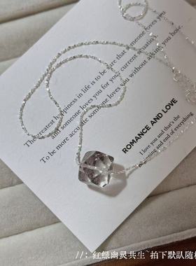 S925银共生红绿幽灵天然水晶项链