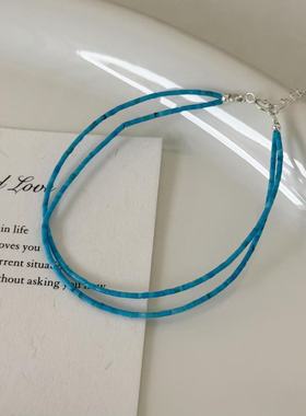 S925银极细款蓝色简约百搭时尚