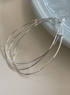 S925银优雅法式三层蛇骨链手链