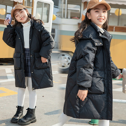 女童中长款韩版加厚品牌羽绒服