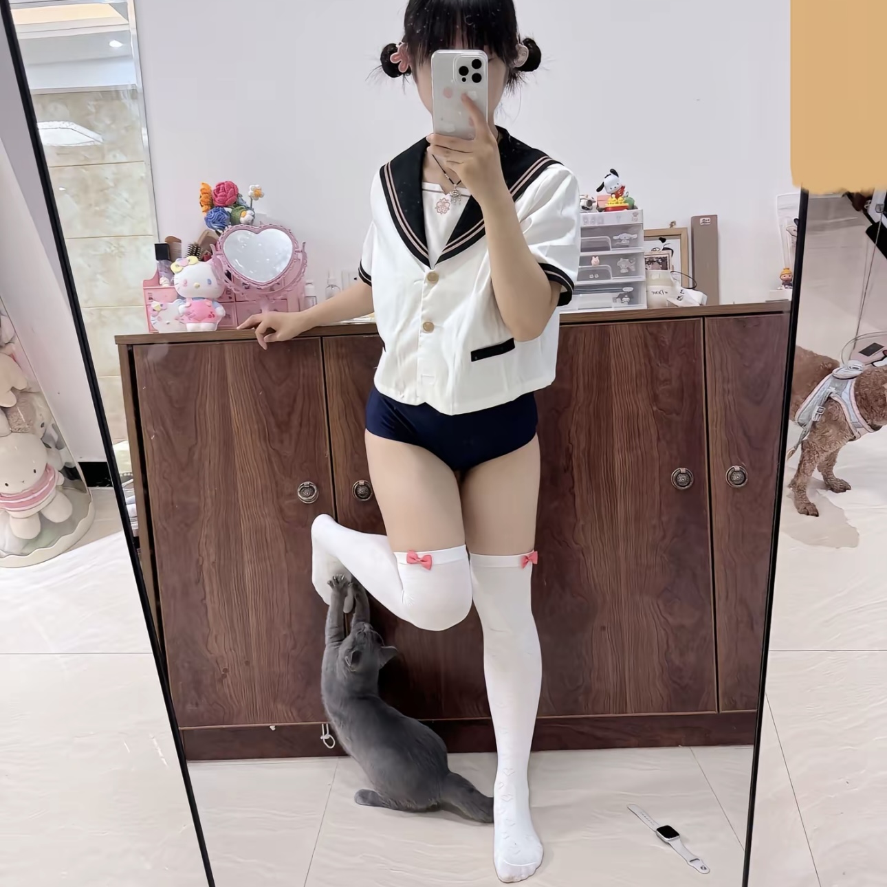 日系棉质JK制服爱心型长筒袜