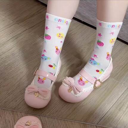 纯棉无骨袜日系可爱软妹卡通短袜薄款夏季少女棉袜花边lolita少萝