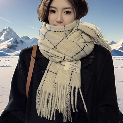 women scarf shawl虚线条黑白氛围感围巾秋冬季学生情侣围巾新款