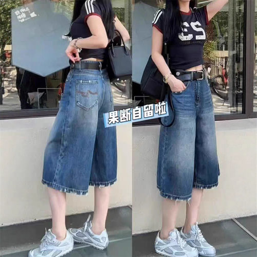 versatile denims pants loose jeans baggy trousers新款高腰