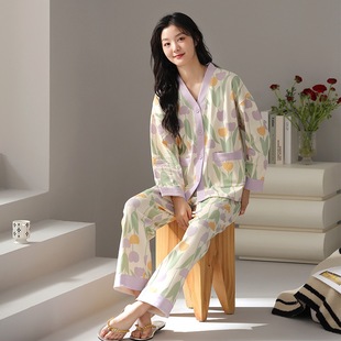 Women Pajama Ladies Homewear Female睡衣女MR纯棉睡衣女春秋