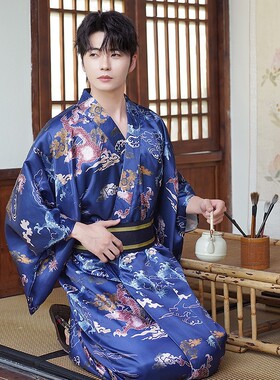 Men kimono新款2025日本传统男士和服正装日系武士服和风浴衣长袍