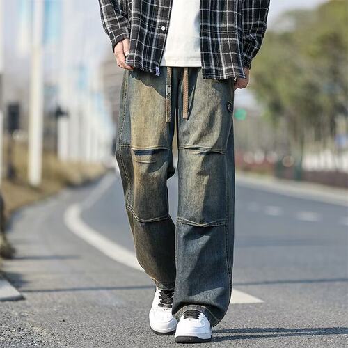 versatile denims pants loose jeans baggy trousers牛仔裤男款