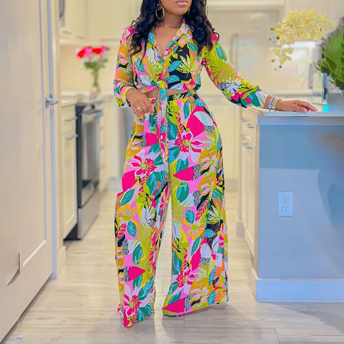 New Long Sleeved Suit For Women Shirt Wide Leg Trousers Sets