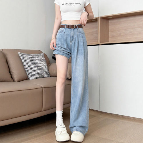 loose jeans wide leg denim pants baggy trousers天丝牛仔裤女