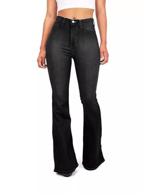 women clothes european african 欧美货源弹力修身阔腿牛仔裤女