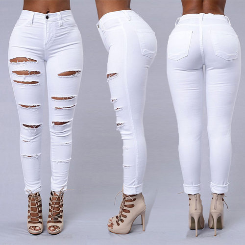 牛仔裤denims pants loose jeans trousers新款欧美破洞牛仔裤女
