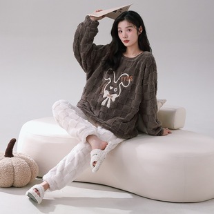 women pajama ladies homewear female睡衣女珊瑚绒睡衣女冬季
