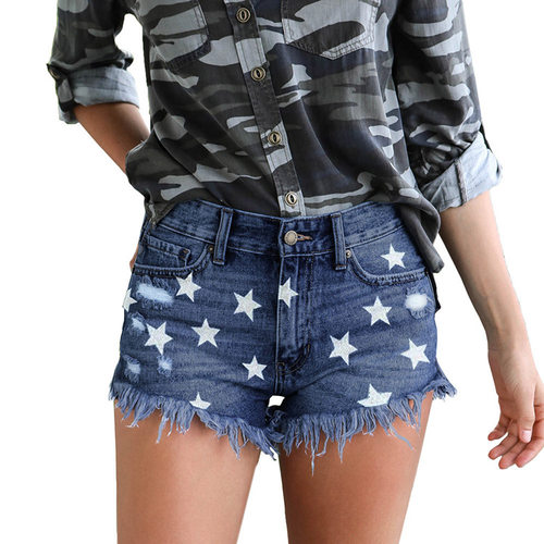 fashion women jeans denim shorts tassel ripped pants牛仔短裤