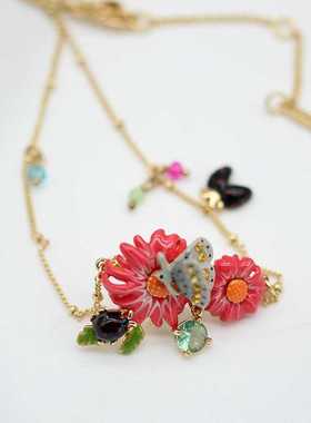 纯手工打造甜美可爱红色锁骨链