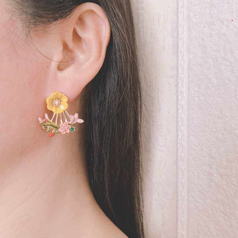 欧美时尚手工珐琅釉系列 黄花耳钉 女士饰品 耳饰 甜美可爱