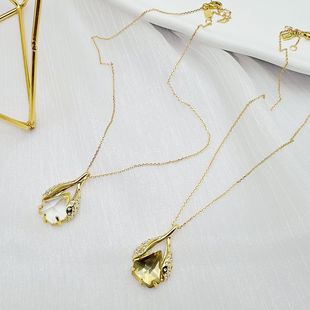 欧美轻奢品牌鬼才设计师A*B18k包金首饰水滴吊坠女项链女锁骨链