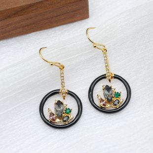 欧美轻奢美国鬼才设计师A*B精致奢华镶嵌多色宝石优雅女耳环