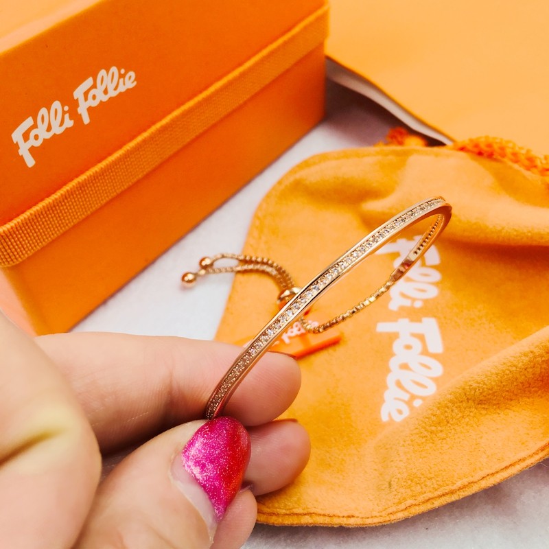 轻奢时尚ff饰品玫瑰金女士手链学生手镯细手链百搭新folli follie