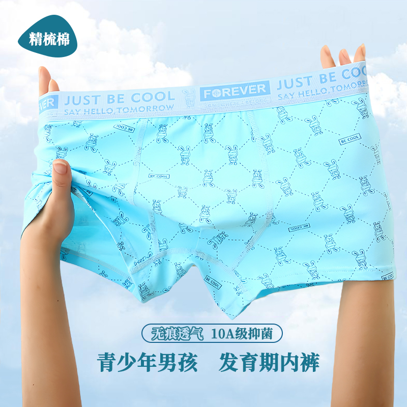 10A级虫草抑菌男士紧致纺织平角内裤透气舒适四角裤多色简约内裤