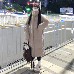 实拍棉服女外套韩版中长款大码港风面包服宽松学生长款收腰羽绒服