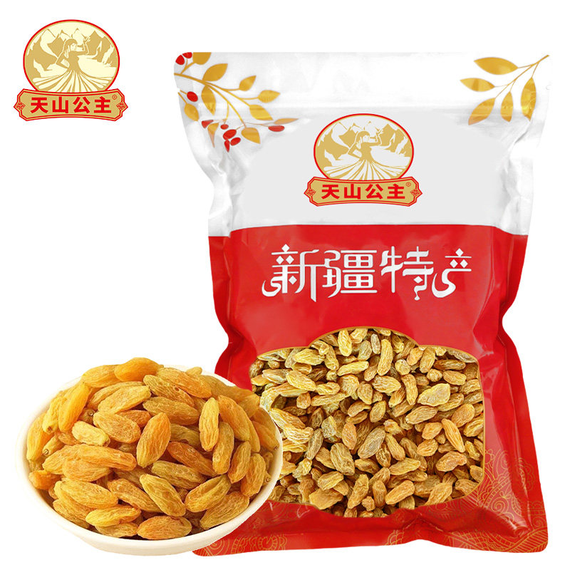 天山公主 树上黄葡萄干500g/袋无籽香甜新疆特产