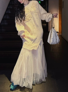 三吉 【清欢雪】新中式国风连衣裙子女秋冬季2025新款拼纱长裙