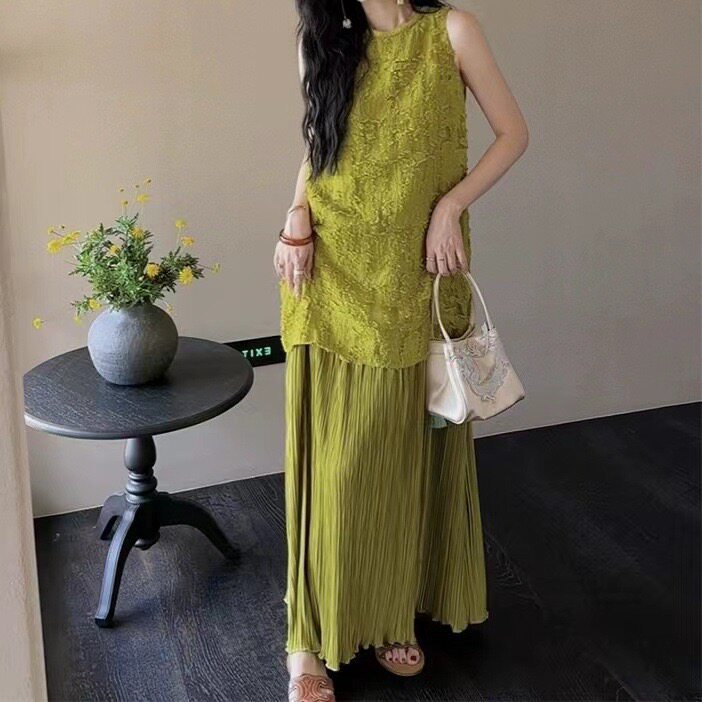 三吉黑花【簪花】南法度假风连衣裙子夏季新款今年流行漂亮套装裙