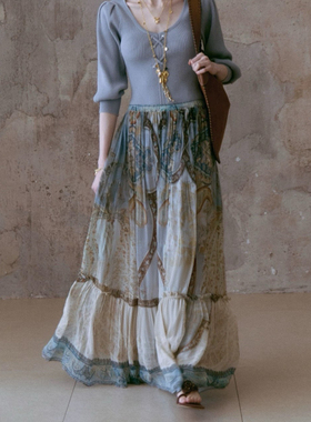 P.tree“Luster Isle” 织镜  人丝顺纡定位花法式复古半身裙